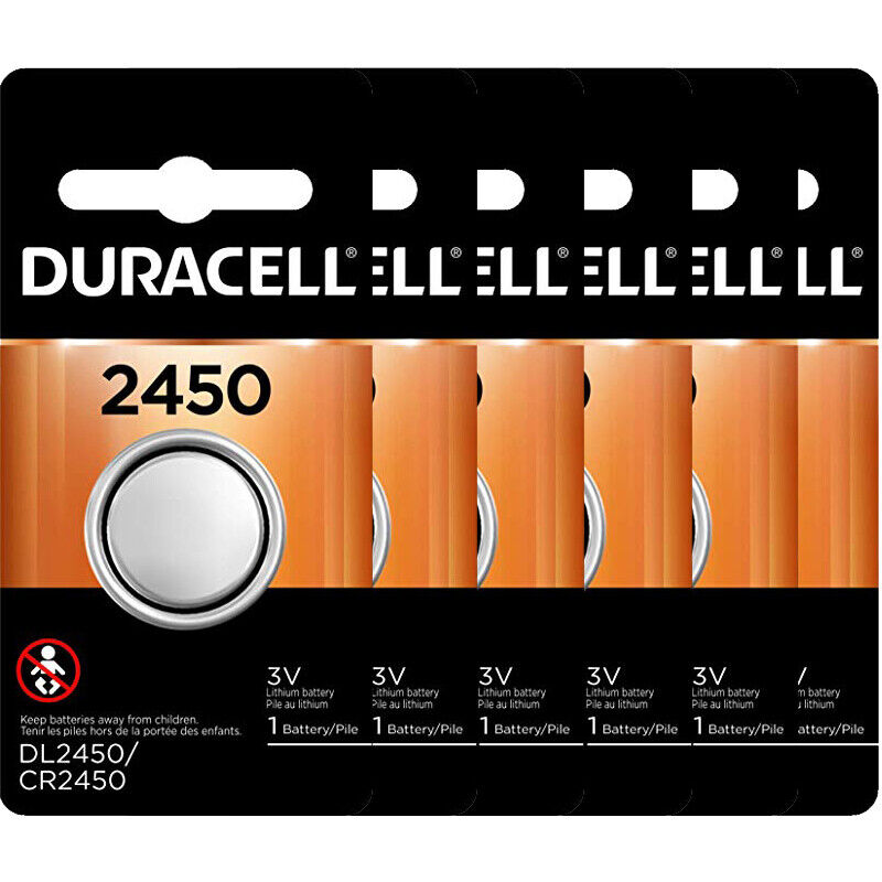 Duracell CR2450 Lithium 3V Coin Cell Battery, 6 Pack